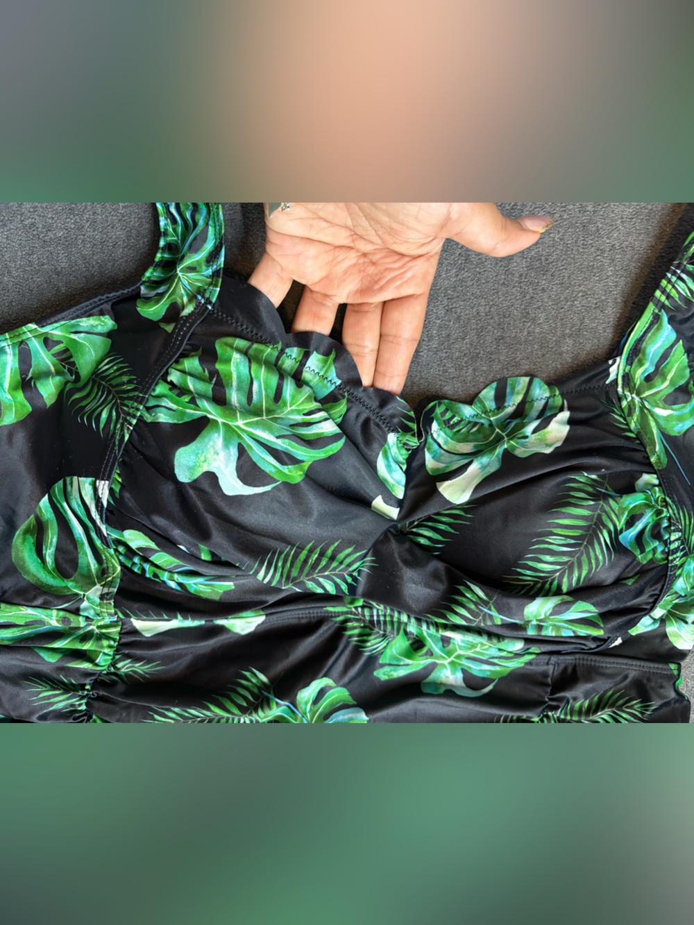 🆕Women's Aqua Eve Plus Size One Piece Bathing Suit w/ Leaf Print Size 20W - Picture 3 of 9